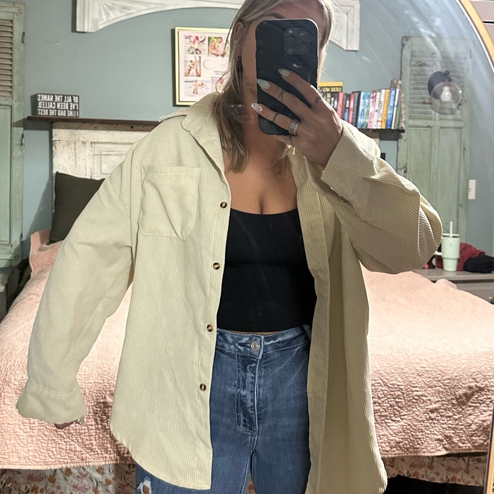 Amazon Essentials Cream Button Down Shirt